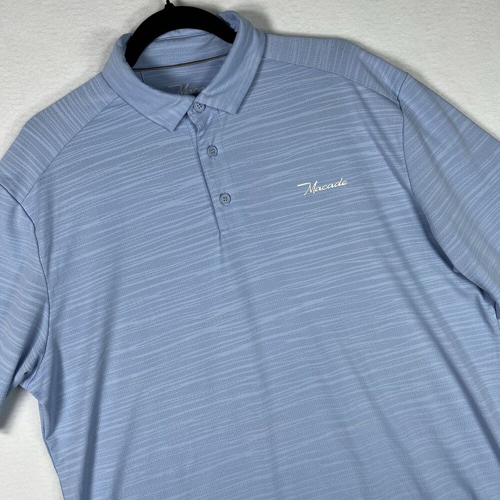 Macade Golf Polo Shirt Mens XXL Light Blue Stretch Short Sleeve Mesh Performance